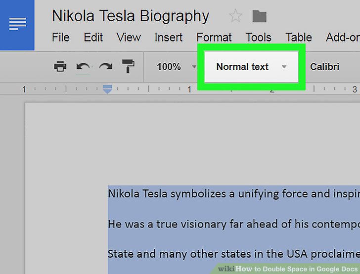 how to double space in google docs