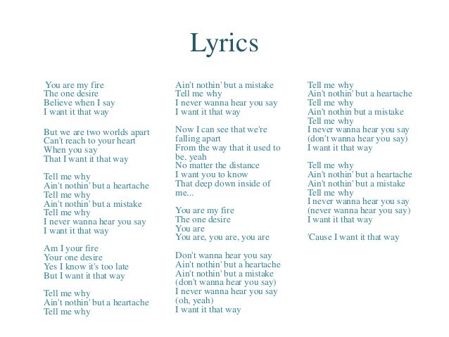 i want it that way lyrics